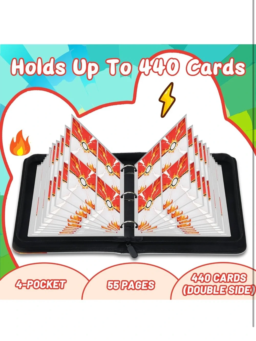 Fire Pokeball Card Binder - trading card binder holder 440 cards